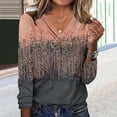 thumbnail image 1 of Craaazy Women's Fashion Printed Fall Tunics Long Gifts Sleeve Tops Cross V Neck Shirts Loose Casual Blouses with Decor Button, 1 of 6
