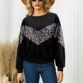 thumbnail image 1 of Craaazy Women's Fashionable Color Blocking Sequin Long Sleeved Casual Sweatshirts Gifts, 1 of 9