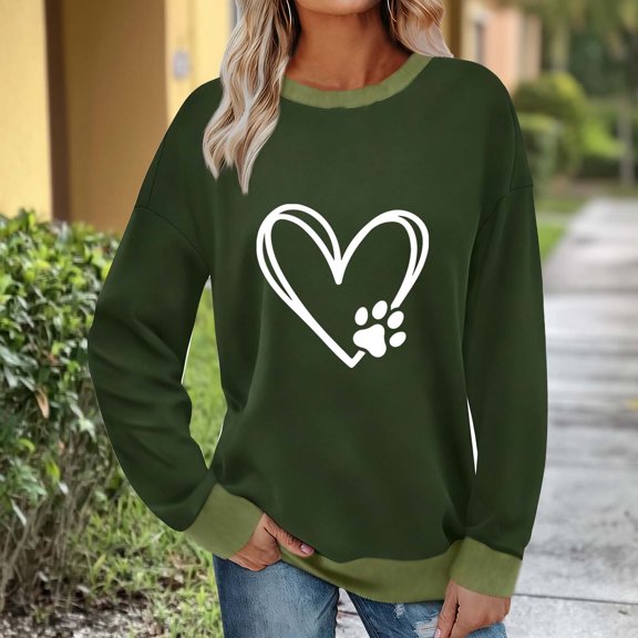 Craaazy Women's Fashionable Crewneck Top Casual Letter Printed Loose Long Sleeved Shirt Gifts