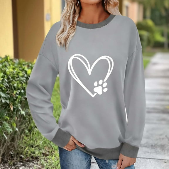 Craaazy Women's Fashionable Crewneck Top Casual Letter Printed Loose Long Sleeved Shirt Gifts