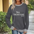 thumbnail image 1 of Craaazy Women's Fashionable Crewneck Top Casual Letter Printed Loose Long Sleeved Shirt Gifts, 1 of 6