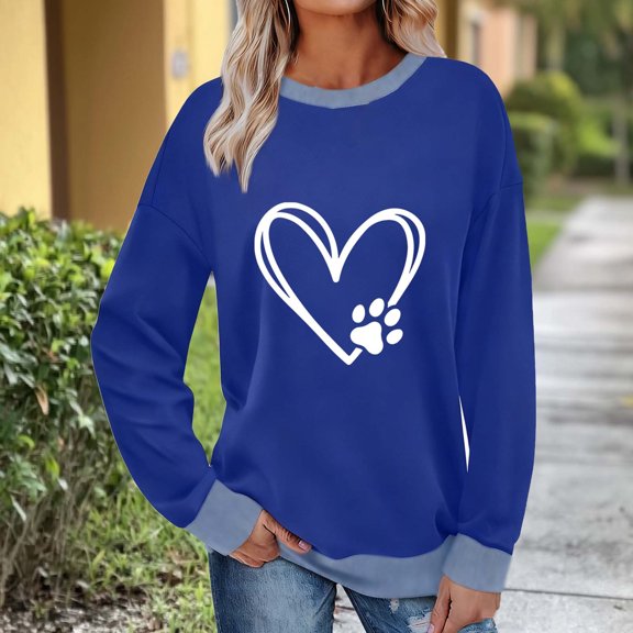 Craaazy Women's Fashionable Crewneck Top Casual Letter Printed Loose Long Sleeved Shirt Gifts