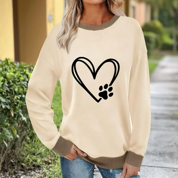 Craaazy Women's Fashionable Crewneck Top Casual Letter Printed Loose Long Sleeved Shirt Gifts