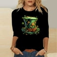 thumbnail image 1 of Craaazy Women's Funny St Patricks Day Shirts Shamrock Printed Loose 3/4 Sleeve T-Shirts Gifts, 1 of 5