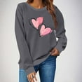 thumbnail image 1 of Craaazy Women's Heart Printed Valentines Shirts Crewneck Loose Long Sleeve Tops Gifts, 1 of 9