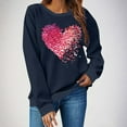 thumbnail image 1 of Craaazy Women's Heart Printed Valentines Shirts Crewneck Loose Long Sleeve Tops Gifts, 1 of 7