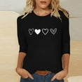 thumbnail image 1 of Craaazy Women's Hearted-Printed Round Neck 3/4 Sleeve Loose Tops Gifts, 1 of 5