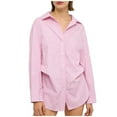 thumbnail image 1 of Craaazy Women's Lapel Striped Long Sleeve Button Down Shirts Gifts, 1 of 6