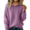 thumbnail image 1 of Craaazy Women's Long Sleeve Solid Color Hooded Knit Pullover Sweaters Gifts, 1 of 5