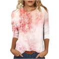 thumbnail image 1 of Craaazy Women's Loose 3/4 Length Sleeve Crew Neck Blouses with Multi-prints Gifts, 1 of 4