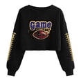thumbnail image 1 of Craaazy Women's Loose Baseball Game Print Casual Cropped Round Neck Long Sleeved T-shirts Gifts, 1 of 5