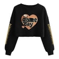 thumbnail image 1 of Craaazy Women's Loose Baseball Game Print Casual Cropped Round Neck Long Sleeved T-shirts Gifts, 1 of 5
