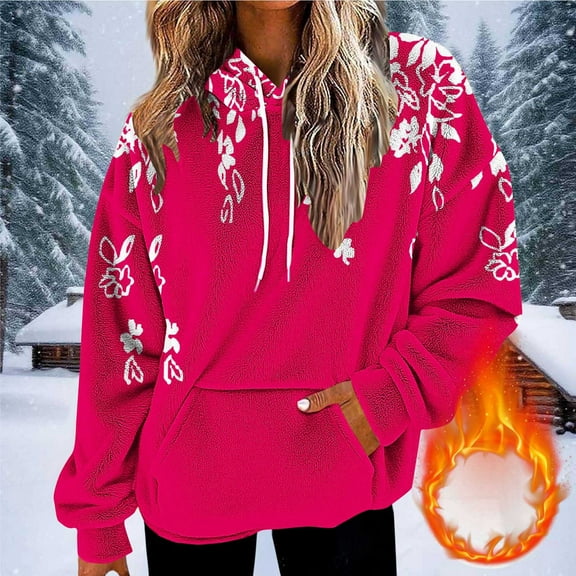 Craaazy Women's Loose Christmas Printed Long Sleeve Oversized Sweatshirt Xmas Warm Tops with Pockets Gifts