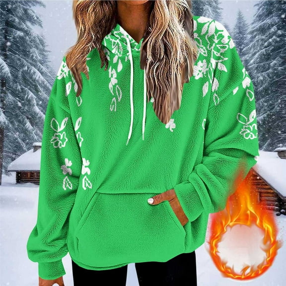 Craaazy Women's Loose Christmas Printed Long Sleeve Oversized Sweatshirt Xmas Warm Tops with Pockets Gifts