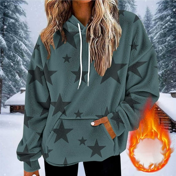 Craaazy Women's Loose Christmas Printed Long Sleeve Oversized Sweatshirt Xmas Warm Tops with Pockets Gifts