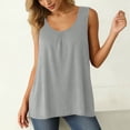 thumbnail image 1 of Craaazy Women's Loose Fit Solid Color Sleeveless Crew Neck Pleated Tank Top Soft Comfy Blouse for Daily Wear, 1 of 9