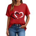 thumbnail image 1 of Craaazy Women's Love Heart Printed T-shirt Round Neck Short Sleeved Sunmmer Tops Gifts, 1 of 5
