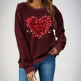 thumbnail image 1 of Craaazy Women's Love Heart Printed Valentines Clothes Loose Crewneck Long Sleeve Shirts Gifts, 1 of 9