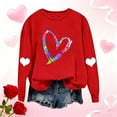 thumbnail image 1 of Craaazy Women's Love Heart Valentine's T-Shirts Casual Long Sleeve Crewneck Tops Gifts, 1 of 5