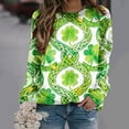 thumbnail image 1 of Craaazy Women's Comfy Clover Graphic St Patrick's Day Long Sleeve Tops, 1 of 7