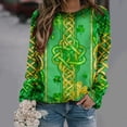 thumbnail image 1 of Craaazy Women's Comfy Clover Graphic St Patrick's Day Long Sleeve Tops, 1 of 7