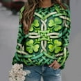 thumbnail image 1 of Craaazy Women's Comfy Clover Prints Crewneck St Patricks Day Long Sleeve Shirts, 1 of 7