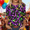 thumbnail image 1 of Craaazy Women's Mardi Gras Printed Shirts Loose Casual Round Neck 3/4 Sleeve Pullover Tops Gifts, 1 of 7