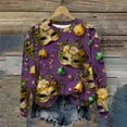thumbnail image 1 of Craaazy Women's Mardi Gras Shirts Round-neck Casual Long-sleeved Sweatshirt Holiday Party Costumes Graphic Carnival Top Gifts, 1 of 6