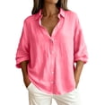 thumbnail image 1 of Craaazy Women's Oversized Button Down Shirt Long Sleeve Lapel Collar Loose Fit Casual Cardigan Blouse for Work Travel Gifts, 1 of 6