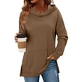 thumbnail image 1 of Craaazy Women's Oversized Side Split Hem Long Sleeve Hooded Tops Gifts, 1 of 9