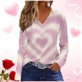 thumbnail image 1 of Craaazy Women's Pink Valentines Shirts Casual V-neck Long Sleeve Tops Gifts, 1 of 4