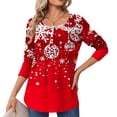 thumbnail image 1 of Craaazy Women's Pleated Buttons T-shirt Fashion Printing Casual Round Neck Long Sleeve Pullover T-Shirt Fashion Casual Tunics Top Gifts, 1 of 5