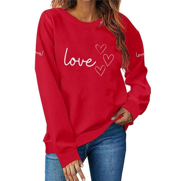 Craaazy Women's Plus Size Valentines Day Shirt Long Sleeve Crewneck Cozy Tops Gifts