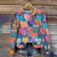 thumbnail image 1 of Craaazy Women's Round Neck Love Heart Printed Valentine's Long Sleeve Tops, 1 of 5