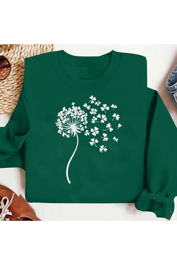 Women's Round Neck St Patrick's T-shirts Long Sleeve Tops