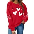 thumbnail image 1 of Craaazy Women's Round Neck Valentines Printed Sweatshirts Heart Graphic Long Sleeved Tops Gifts, 1 of 7