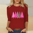 thumbnail image 1 of Craaazy Women's Shirts Christmas Printed 3/4 Sleeve Casual Tops Gifts, 1 of 5