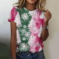 thumbnail image 1 of Craaazy Women's Shirts Christmas Printed Crew Neck Short Sleeved Top Gifts, 1 of 5