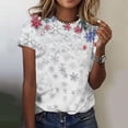 thumbnail image 1 of Craaazy Women's Shirts Christmas Printed Short Sleeved Round Neck Top Gifts, 1 of 5