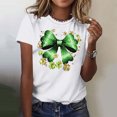 thumbnail image 1 of Craaazy Women's Short Sleeve Shirts Bow Shamrock Printed Round Neck Tops Gifts, 1 of 5