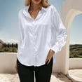 thumbnail image 1 of Craaazy Women's Solid Color Long Sleeved Button Turndown Collar Fashionable Tops Dressy Gifts Work Business Blouses, 1 of 5