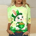 thumbnail image 1 of Craaazy Women's St. Patrick's Day Printed T-shirt Fashion 3/4 Sleeves Blouse Round Neck Casual Tops Gifts, 1 of 5