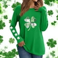 thumbnail image 1 of Craaazy Women's St Patricks Day Shirts Shamrock Irish Holiday Crew Neck Long Sleeve Shirts, 1 of 6