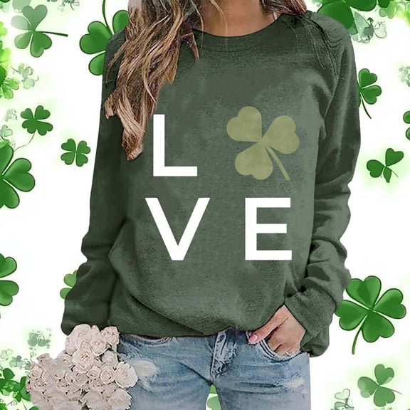 Craaazy Women's St Patricks Day Sweatshirts with Green Shamrock