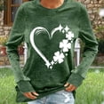 thumbnail image 1 of Craaazy Women's St Patricks Day Tops Clover Crewneck Long Sleeve Shirts Gifts, 1 of 6