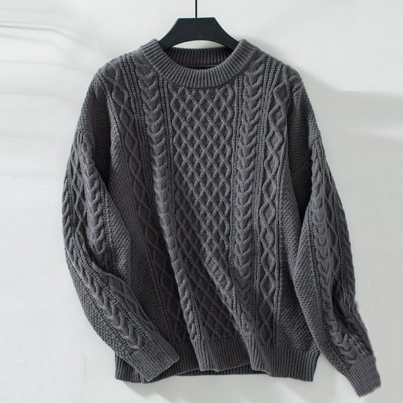 Craaazy Women's Sweater Elegant Solid Color Knitted Crew Neck Pullover Comfy Soft Long Sleeve Fall Winter Tops Gifts