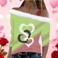 thumbnail image 1 of Craaazy Women's Valentine Day Long Sleeve Shirts Loose Off the Shoulder Suspender Tops Gifts, 1 of 7