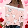 thumbnail image 1 of Craaazy Women's Valentine Day Long Sleeve Shirts Loose Off the Shoulder Suspender Tops Gifts, 1 of 7