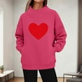 thumbnail image 1 of Craaazy Women's Valentine's Printed Winter High Neck Long Sleeved Pockets Shirts Gifts, 1 of 5