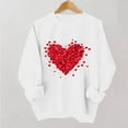 thumbnail image 1 of Craaazy Women's Valentines Day Crew Neck Love Heart Long Sleeve Hoodless Sweatshirts, 1 of 6
